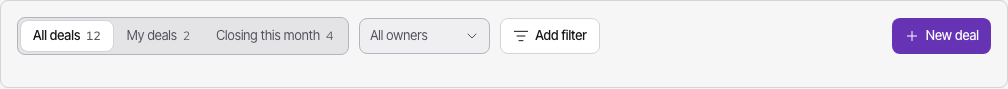 Atrium Tailwind CRM dashboard template — filter-bar component