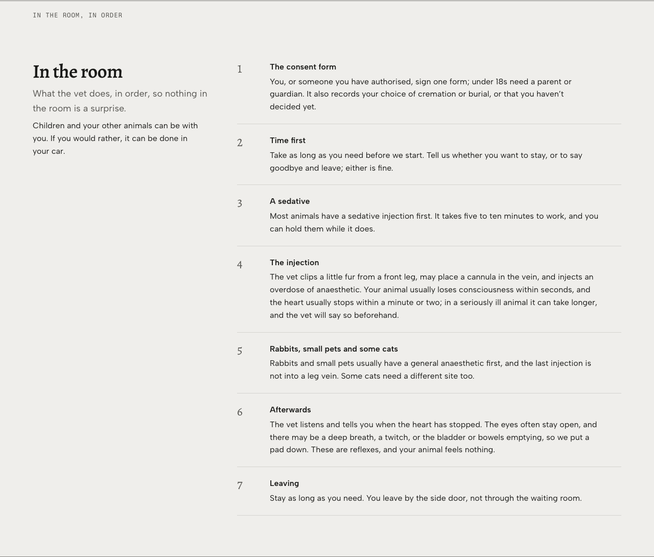Tare veterinary clinic Tailwind template — end-of-life-room component