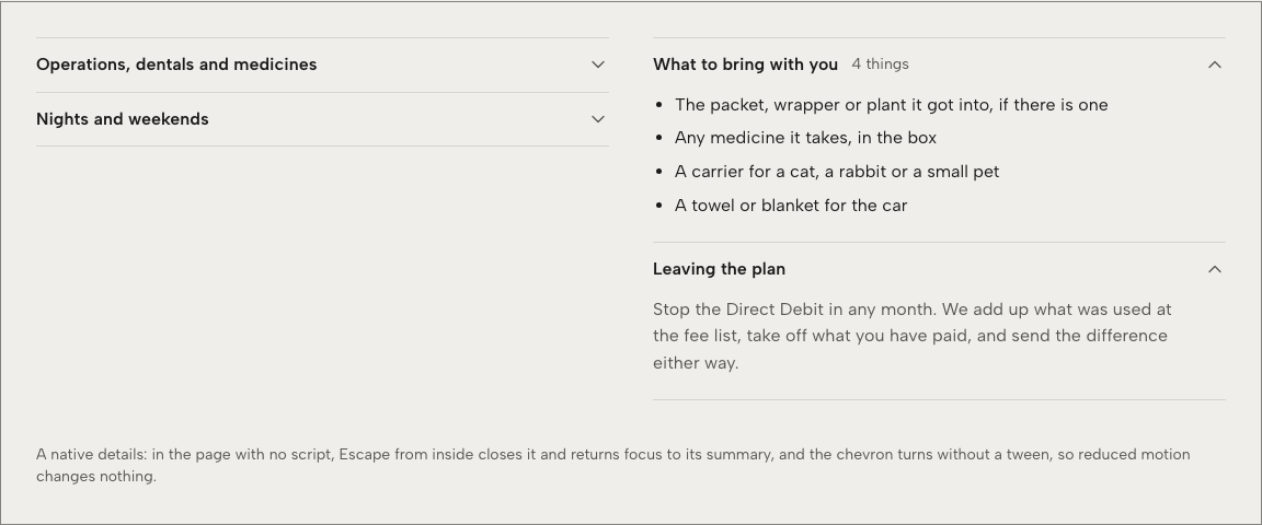 Tare veterinary clinic Tailwind template — ui/accordion-disclosure component