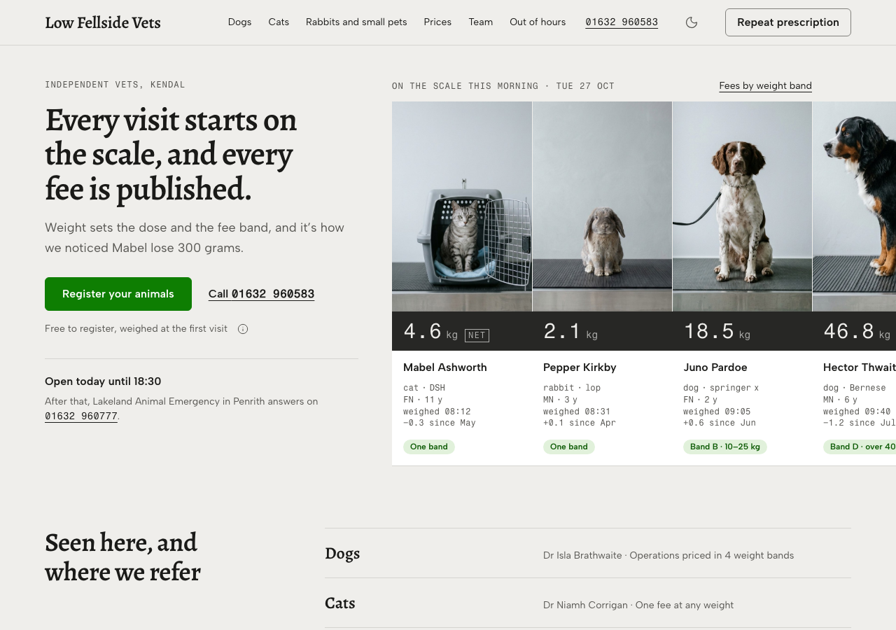 Tare veterinary clinic Tailwind template — home page